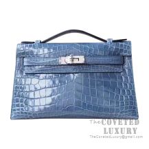 Hermes Mini Kelly I Bag N7 Blue Tempete Shiny Niloticus SHW