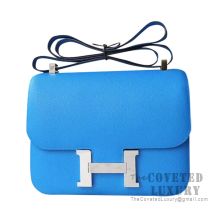 Hermes Constance 23 Bag B3 Blue Zanzibar Epsom SHW