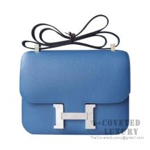 Hermes Constance 23 Bag R2 Blue Agate And 4Z Gris Mouette Epsom SHW