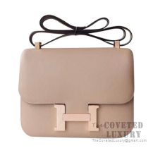 Hermes Constance 23 Bag S2 Trench And Poussiere Epsom With Rose Gold Hardware