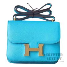 Hermes Mini Constance 18 Bag 7F Blue Paon Epsom GHW