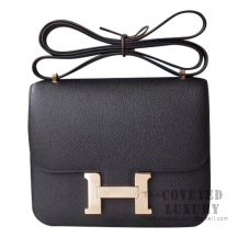 Hermes Mini Constance 18 Bag 89 Noir Epsom With Rose Gold Hardware