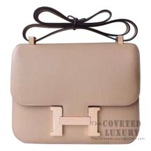 Hermes Mini Constance 18 Bag S2 Trench And Poussiere Epsom With Rose Gold Hardware
