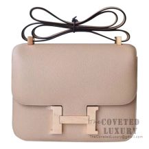 Hermes Mini Constance 18 Bag S2 Trench And 1H Toffee Epsom With Rose Gold Hardware