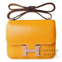 Hermes Mini Constance 18 Bag 1A Paille Swift With Agate Lizard Buckle