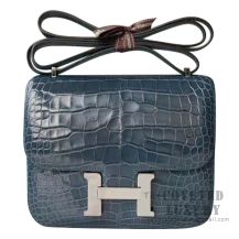 Hermes Mini Constance 18 Bag 1P Blue Ocean Shiny Niloticus SHW