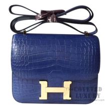 Hermes Mini Constance 18 Bag CK73 Blue Saphir Matte Niloticus GHW