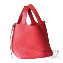 Hermes Picotin Lock 18 Bag S5 Rouge Tomate Clemence SHW