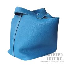 Hermes Picotin Lock 18 Bag CC75 Blue Jean Clemence SHW