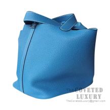 Hermes Picotin Lock 22 Bag CC75 Blue Jean Clemence SHW
