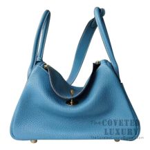 Hermes Lindy 26 Bag CC75 Blue Jean Clemence GHW