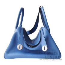 Hermes Lindy 26 Bag R2 Blue Agate And 4Z Gris Mouett Clemence SHW