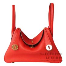 Hermes Lindy 26 Bag S5 Rouge Tomate And CC37 Gold Clemence GHW