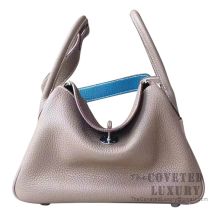 Hermes Lindy 26 Bag CC18 Etoupe And 7W Blue Izmir Clemence SHW