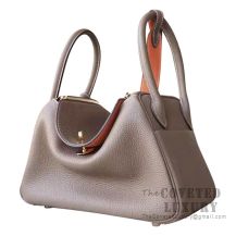 Hermes Lindy 26 Bag CC18 Etoupe And L5 Crevette Clemence GHW