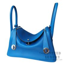 Hermes Lindy 30 Bag 7T Blue Hydra Evercolor SHW