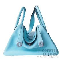 Hermes Lindy 30 Bag 3P Blue Atoll Clemence SHW