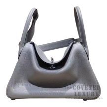 Hermes Lindy 30 Bag 4Z Gris Mouette And R2 Blue Agate Clemence SHW