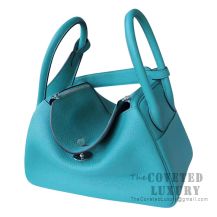 Hermes Lindy 30 Bag 7F Blue Paon Clemence SHW