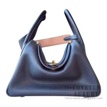 Hermes Lindy 30 Bag 89 Noir And CC37 Gold Clemence GHW