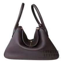 Hermes Lindy 30 Bag CC47 Chocolate Clemence GHW