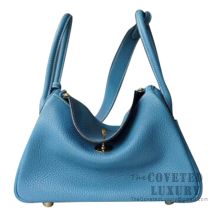 Hermes Lindy 30 Bag CC75 Blue Jean Clemence GHW