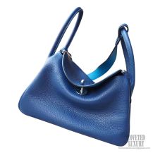 Hermes Lindy 26 Bag Bicolored ck73 Blue Saphir Clemence PHW