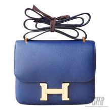 Hermes Mini Constance 18 ck73 Blue Saphir Epsom GHW