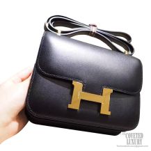 Hermes Mini Constance 18 ck89 Noir Tadelakt GHW