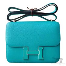 Hermes Mini Constance 18 Bag Bicolored 7f Blue Paon Epsom Enamel PHW