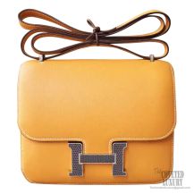 Hermes Mini Constance 18 1a Paille Tadelakt Bag Lizard H Buckle PHW