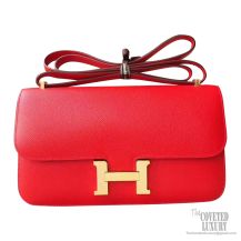 Hermes Constance Elan 25 Bag q5 Rouge Casaque Epsom GHW