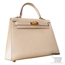 Hermes Kelly 25 Bag cc10 Craie Epsom GHW