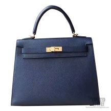 Hermes Kelly 25 Bag ck76 Blue Indigo Epsom GHW