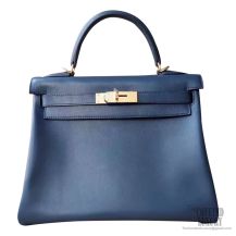 Hermes Kelly 28 Bag 2z Blue Nuit Swift GHW