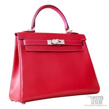 Hermes Kelly 28 Bag Bicolored b5 Ruby Tadelakt GHW