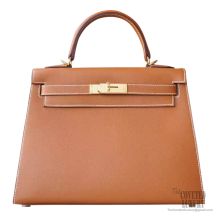 Hermes Kelly 28 Bag ck37 Gold Epsom GHW