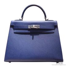 Hermes Kelly 28 Bag ck73 Blue Saphir Epsom PHW