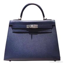 Hermes Kelly 28 Bag ck76 Blue Indigo Epsom PHW