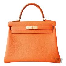 Hermes Kelly 28 Bag ck93 Orange Togo GHW