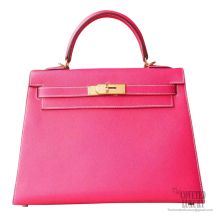 Hermes Kelly 28 Bag e5 Rose Tyrien Epsom GHW