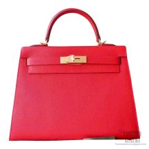 Hermes Kelly 28 Bag q5 Rouge Casaque Epsom GHW