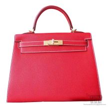 Hermes Kelly 28 Bag Bicolored q5 Rouge Casaque Epsom GHW