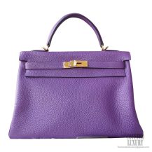 Hermes Kelly 32 Bag 5L Ultraviolet Clemence GHW