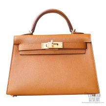 Hermes Mini Kelly II Bag 3g Alezan Epsom GHW