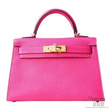 Hermes Mini Kelly II Bag 5r Rose Shocking Chevre GHW