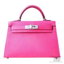 Hermes Mini Kelly II Bag 5r Rose Shocking Chevre PHW