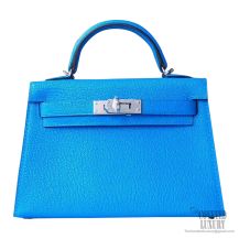 Hermes Mini Kelly II Bag 7t Blue Electric Chevre PHW