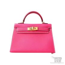 Hermes Mini Kelly II Bag e5 Rose Tyrien Epsom GHW