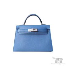 Hermes Mini Kelly II Bag r2 Blue Agate Epsom PHW